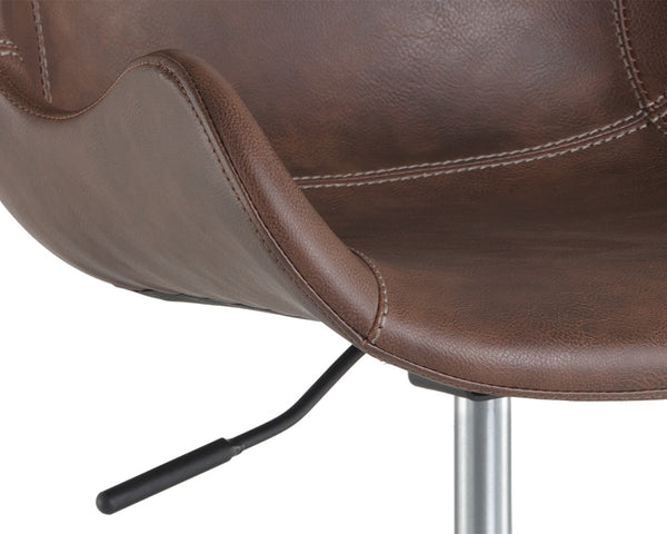 Sunpan Kash Swivel Office Chair - Retro Style with Faux Leather and Powder Coated Iron Legs for Comfort Hearthstone Brown