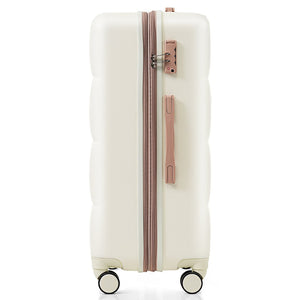 English Elm Luggage 3 Piece Abs Hard Shell Set with Usb Port Cup Holder and Spinner Wheels Beige+Gold N726P170956R