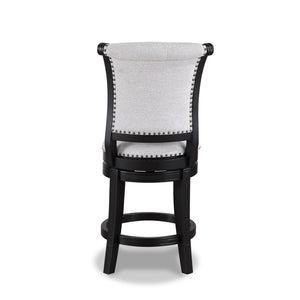 English Elm 2Pc Swivel Pub Stools - Elegant Counter Height Chairs With Upholstered Dove Seat & Nailhead Trim B011P262311
