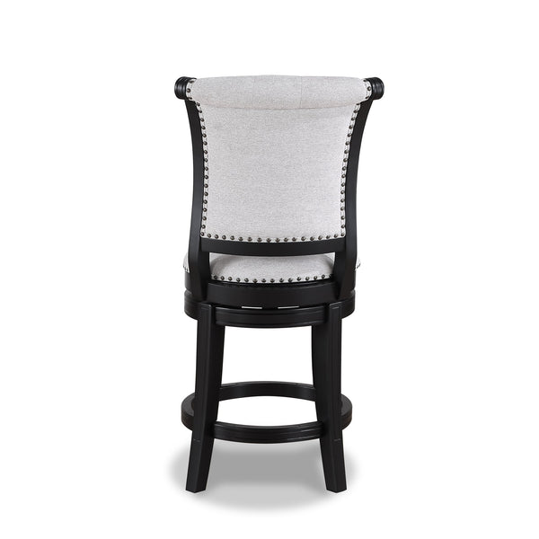 English Elm 2Pc Swivel Pub Stools - Elegant Counter Height Chairs With Upholstered Dove Seat & Nailhead Trim B011P262311
