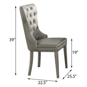 English Elm Champagne Tufted Wingback Side Chairs Set of 2 — Champagne Faux Leather, Button Tufting & Nailhead Trim, Cozy Elegance B062P186537