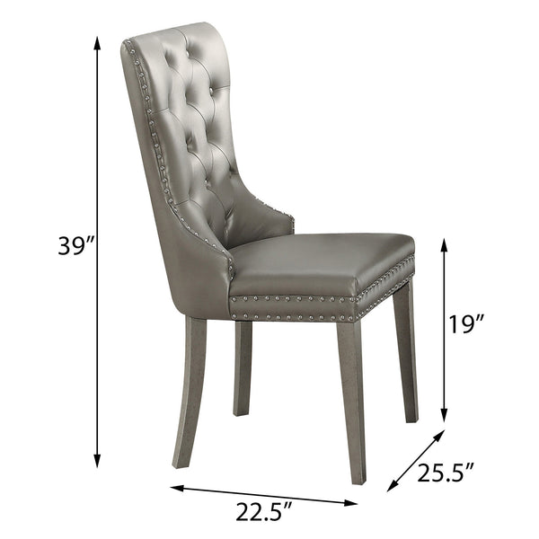 English Elm Champagne Tufted Wingback Side Chairs Set of 2 — Champagne Faux Leather, Button Tufting & Nailhead Trim, Cozy Elegance B062P186537