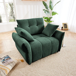 English Elm 47" Ergonomic Single Seater Sofa with Chenille Upholstery, High-Resilience Cushions & Modern Flair Green W714S01155