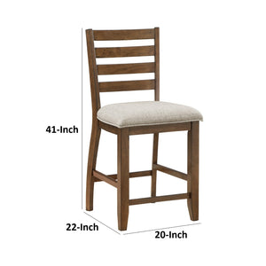 English Elm Trea Ladder Back Counter Stools Cushioned Polyester Seat Cherry Wood Set of Two Beige+Brown B056P416885