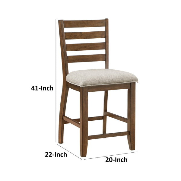 English Elm Trea Ladder Back Counter Stools Cushioned Polyester Seat Cherry Wood Set of Two Beige+Brown B056P416885