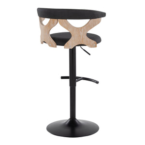 English Elm Gardenia Adjustable Swivel Barstool with Padded Fabric Seat, Whitewashed Wood & Black Metal Base (Set of 2) Charcoal B202S00859