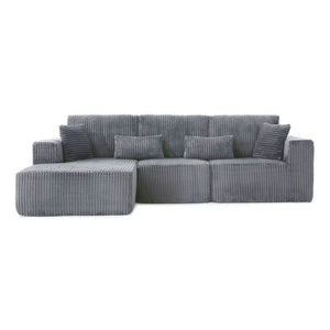 English Elm 109'' Modular Cloud Sectional with Deep Corduroy Cushions for Living Room Lounging W1117S00309