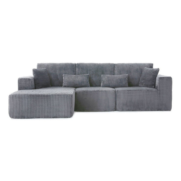 English Elm 109'' Modular Cloud Sectional with Deep Corduroy Cushions for Living Room Lounging W1117S00309