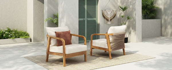 English Elm Christopher Knight Home® - [Set Of 2] 28" Comfortable Outdoor Lounge Chairs With Woven Backrest And Plush Cushions For Relaxation N767P255015T_2