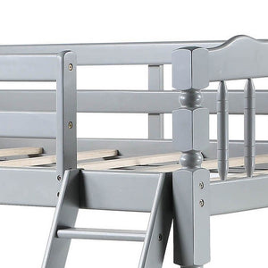 English Elm Grey Twin Over Twin Bunk Bed - Space-Saving Design, Sturdy Pine Construction & Safe Access Features B062S00492