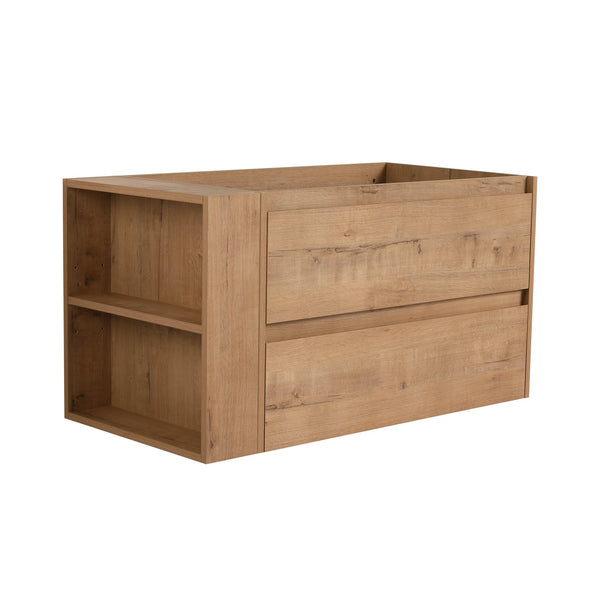 English Elm 36" Wall Mounting Bathroom Vanity with Soft-Close 2/3 Drawers, Adjustable Side Shelf, Water-Resistant Finish W999P168519