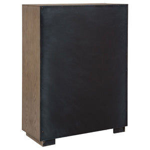 English Elm Gibbons Five Drawer Chest with Chrome Pulls and Mitered Trim for Modern Bedrooms B062P447735