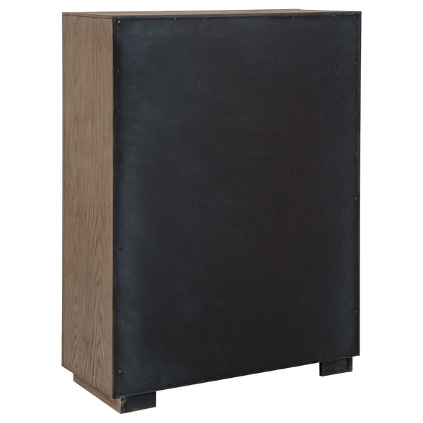 English Elm Gibbons Five Drawer Chest with Chrome Pulls and Mitered Trim for Modern Bedrooms B062P447735