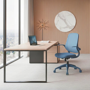 English Elm Ergonomic Mesh Back Task Chair with Flip Armrests High Density Foam Seat 500lb Capacity Blue W5280P464458