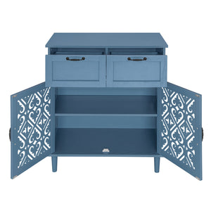 English Elm 2 Door 2 Drawer Cabinet with Solid Wood Feet, Smooth Slide Rails, Anti-Tip Lock, Easy Clean Surface Blue W688P179040