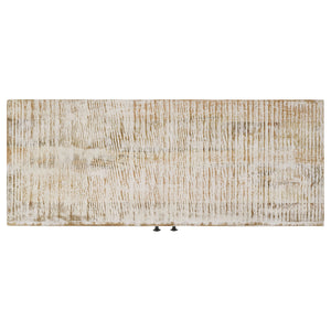 English Elm Eileen Rustic White Washed 2-Door Mango Wood Cabinet with Metal Legs, Interior Shelf, 30"H x 40"W B062P344990