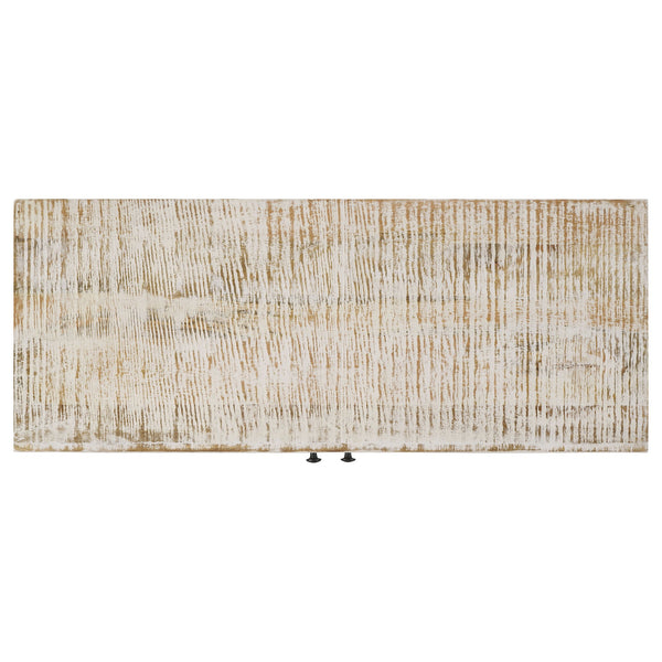 English Elm Eileen Rustic White Washed 2-Door Mango Wood Cabinet with Metal Legs, Interior Shelf, 30"H x 40"W B062P344990