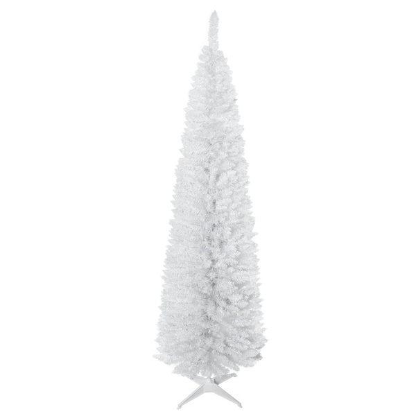 English Elm Homcom Slim Black Pencil Christmas Tree 6ft Artificial with 390 Branch Tips Unlit W2225P229788