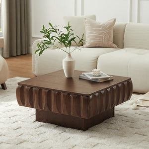 English Elm Square Lift-Top Coffee Table with Poplar Frame, Ash Veneer, Lift-Top Workspace and Hidden Storage Walnut W3137P363223