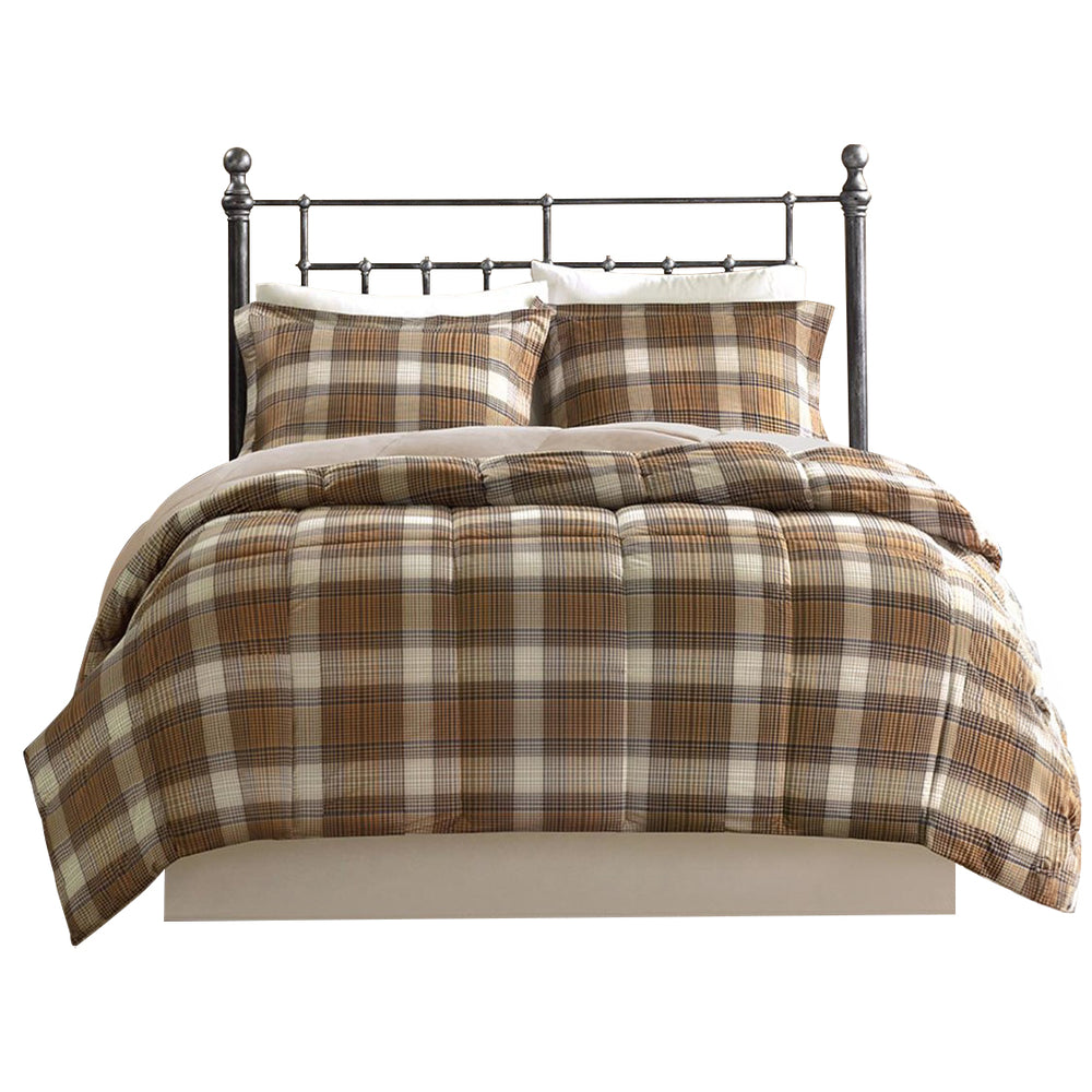 English Elm Full/Queen Cozy Microfiber Quilted Comforter Set - Rustic Plaid Design, Soft, Hypoallergenic & Washable B035100462