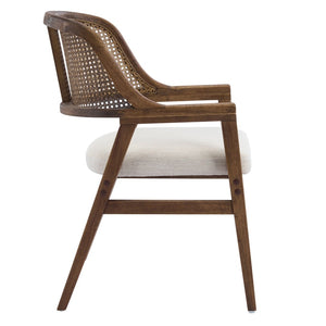English Elm Mid-century Modern Dining Chairs Set of 2 Rattan Cane Back Rubberwood Upholstered Beige,Walnut N768P411344W