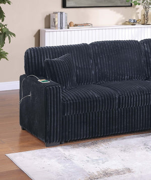 English Elm Modern Corduroy Sectional Sleeper Sofa with Storage Chaise Usb Port and Drop Table B011S02174