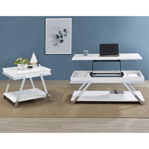 English Elm Nuberg Driftwood Gray Living Room Coffee and End Table Set with Storage Shelves B062S01592