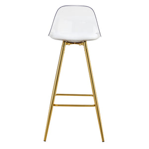 English Elm Modern White+Gold Upholstered Bar Chair with Metal Legs — Compact Water-Resistant PU Seating for Kitchen, Dining, Terrace (Easy Assembly) W1151P154368
