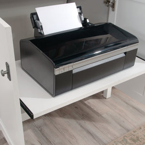 English Elm Credenza, Modern White Storage Solution With Easy Assembly For Home Office, Living Room, Entryway B356P402768