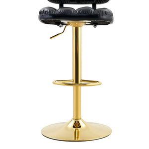 English Elm Set of 2 Adjustable Pu Leather Barstools with Chrome Base for Kitchen or Home Bar Black,Gold W3875P378577