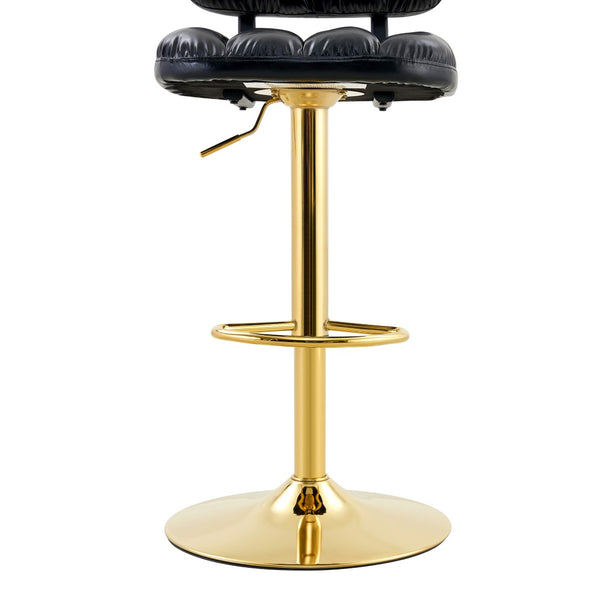 English Elm Set of 2 Adjustable Pu Leather Barstools with Chrome Base for Kitchen or Home Bar Black,Gold W3875P378577