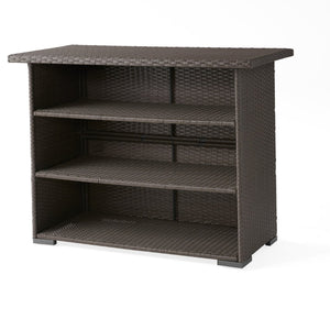 English Elm Trinidad Outdoor Resin Wicker Bar Table with Cabinet Storage for Patio Entertaining N772P368972D
