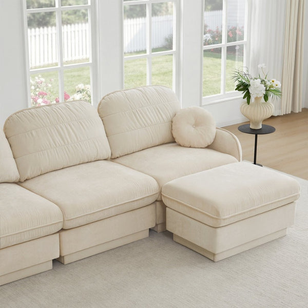 English Elm Chenille Cloud Loveseat with Quilted Back Pillows Deep Seat Comfort for Living Room W714S01748