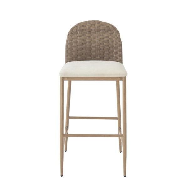 English Elm 25" Farmhouse Counter Stools Set of 2 Woven Rattan Back Iron Frame Kitchen Island N762P329089D
