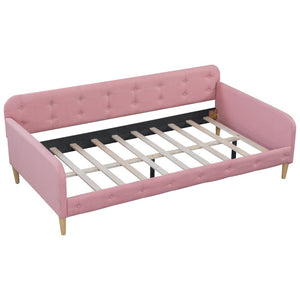English Elm Twin Linen Upholstered Daybed with Button Tufting Sofa Style Guest Room Bed N709P416258H