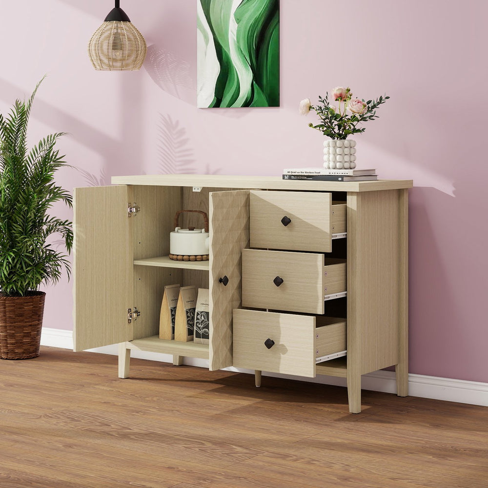 English Elm Modern 2 Door 3 Drawer Storage Cabinet with Adjustable Shelves, Metal Slides, Hinges & Anti-Tip Safety் W688P223053