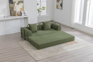 English Elm UNITED modular foldable sofa with metal frame, corduroy upholstery, side pocket & quick assembly convenience Green W1568P374077