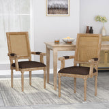 Christopher Knight Home® - Noble House - Maria French Country Wood and Cane Upholstered Dining Chair - Set of 2