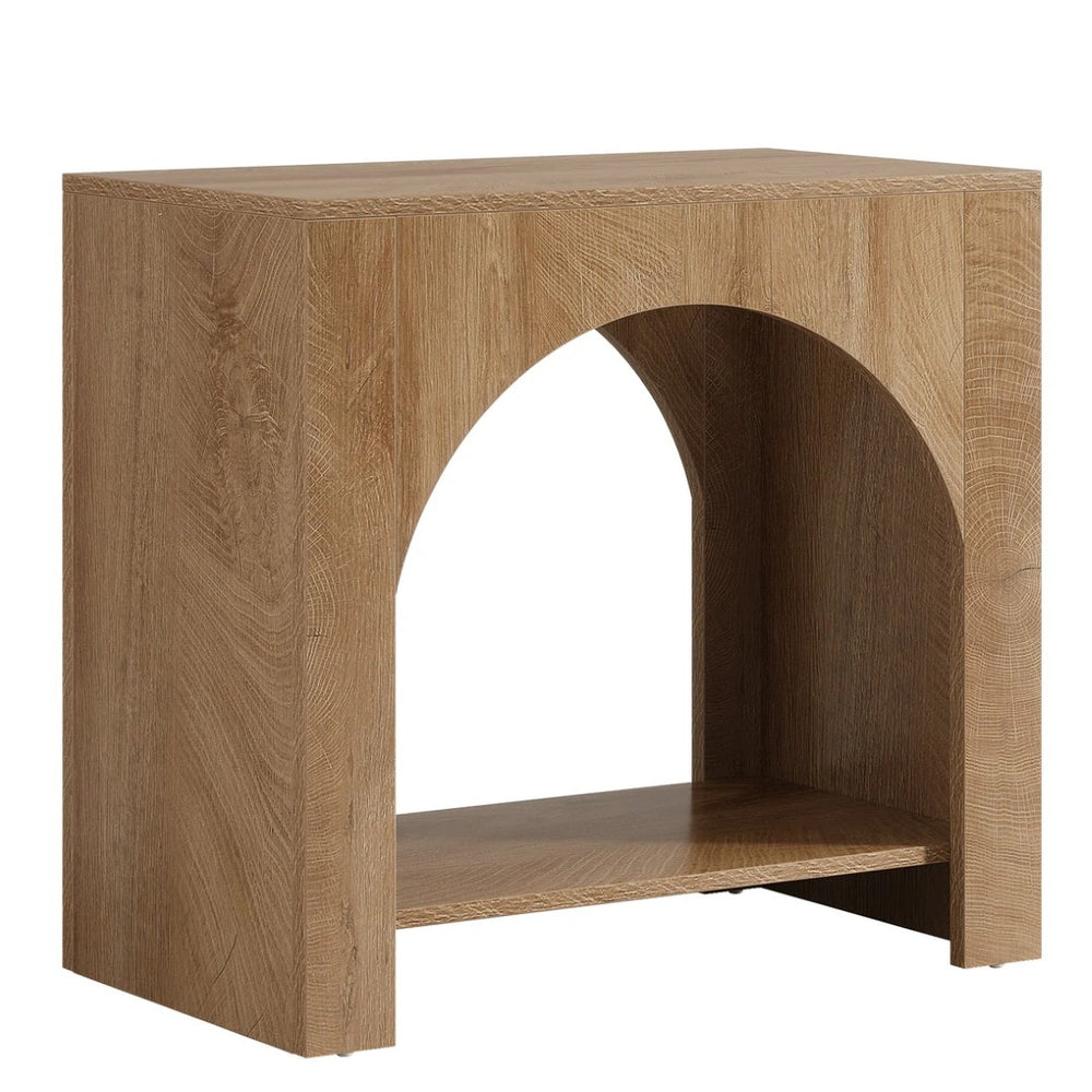 English Elm Storage Side Table Solid Wood Cherry Finish Two Open Shelves for Slim Space Entryways T3971P458898