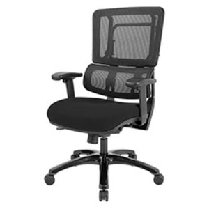 OSP Home Furnishings Vertical Mesh Back Ergonomic Manager Chair with Synchro Tilt and Polished Aluminum Base Black 99663B-3M