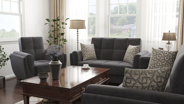 English Elm PrimeNest NimbusFlow Collection Upholstered Convertible Loveseat with Storage, Sleeper, Chenille Comfort Black B030P281732