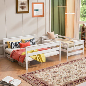 English Elm Wood Twin Xl Over Queen Bunk Bed With Ladder - Stylish Space-Saving Design For Kids & Guests! GX000446AAK-1-GIGA