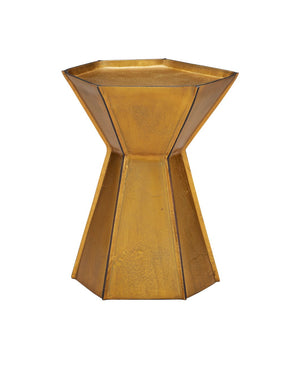 Currey & Company Merola Gold Accent Table - Unique Asymmetrical Design With Antique Brass Finish For Modern Elegance Brass Cast Aluminum 4000-0230-currey-company