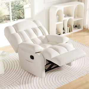 English Elm Recliner Rocker Chair Upholstered with Side Pocket and Footrest for Living Room T3623P438638