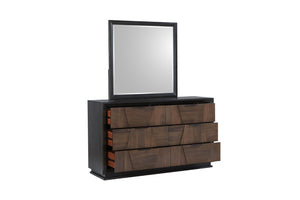 English Elm Houston Queen Bedroom Set Walnut Espresso Wood with Geometric Panel Design B009S01697