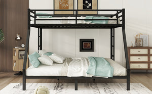 English Elm Metal Queen Over King Bunk Bed – Heavy-Duty, Space-Saving Design For Teens & Adults, Black Finish W1580S00072