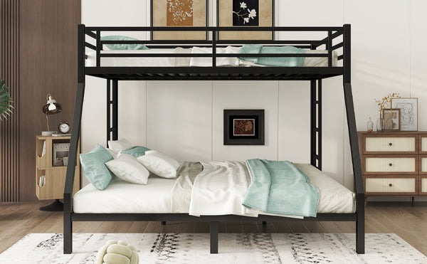 English Elm Metal Queen Over King Bunk Bed – Heavy-Duty, Space-Saving Design For Teens & Adults, Black Finish W1580S00072