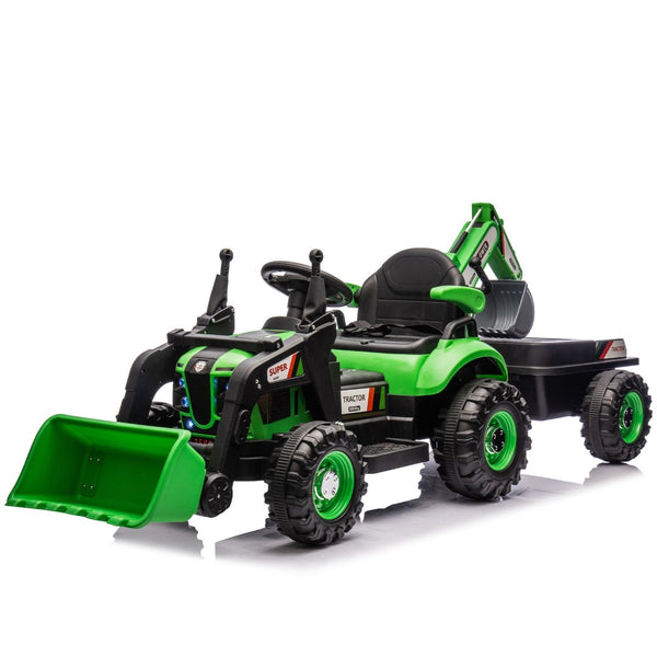 English Elm 24v Kids Electric Tractor with Swappable Construction Attachments and Parent Remote W1578P230013