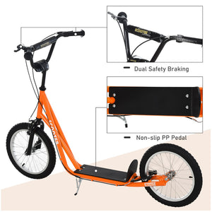 English Elm Aosom Youth Kick Scooter Steel Frame Inflatable Wheels Dual Brakes Adjustable Bar Orange W2225P217073