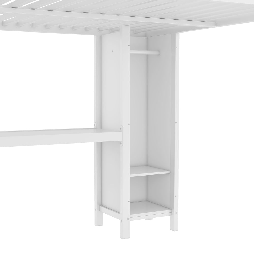 English Elm Metal Queen Size Loft Bed With L-Shaped Desk, Storage Cubes & Shelves For Kids, Teens & Adults W1580S00108